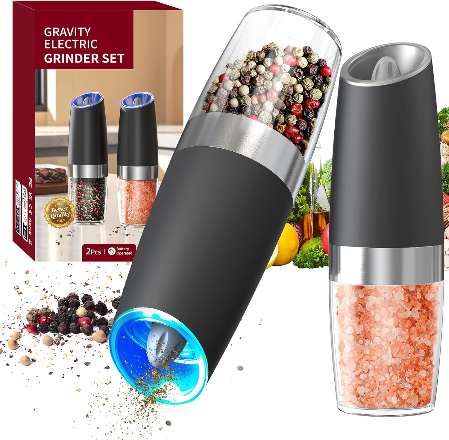 Electric Salt and Pepper Grinder Set