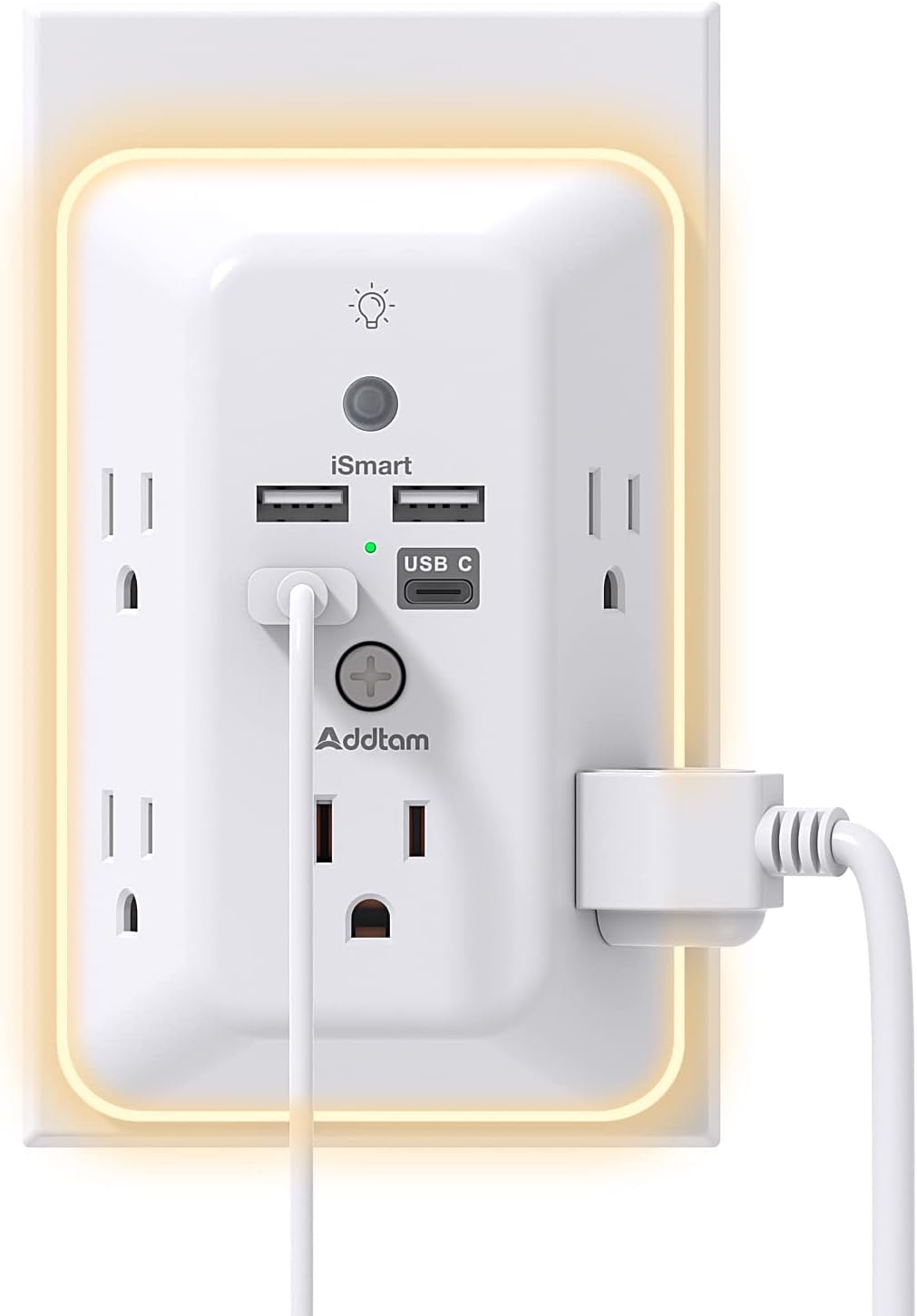 Wall Outlet Extender with USB C and Night Light
